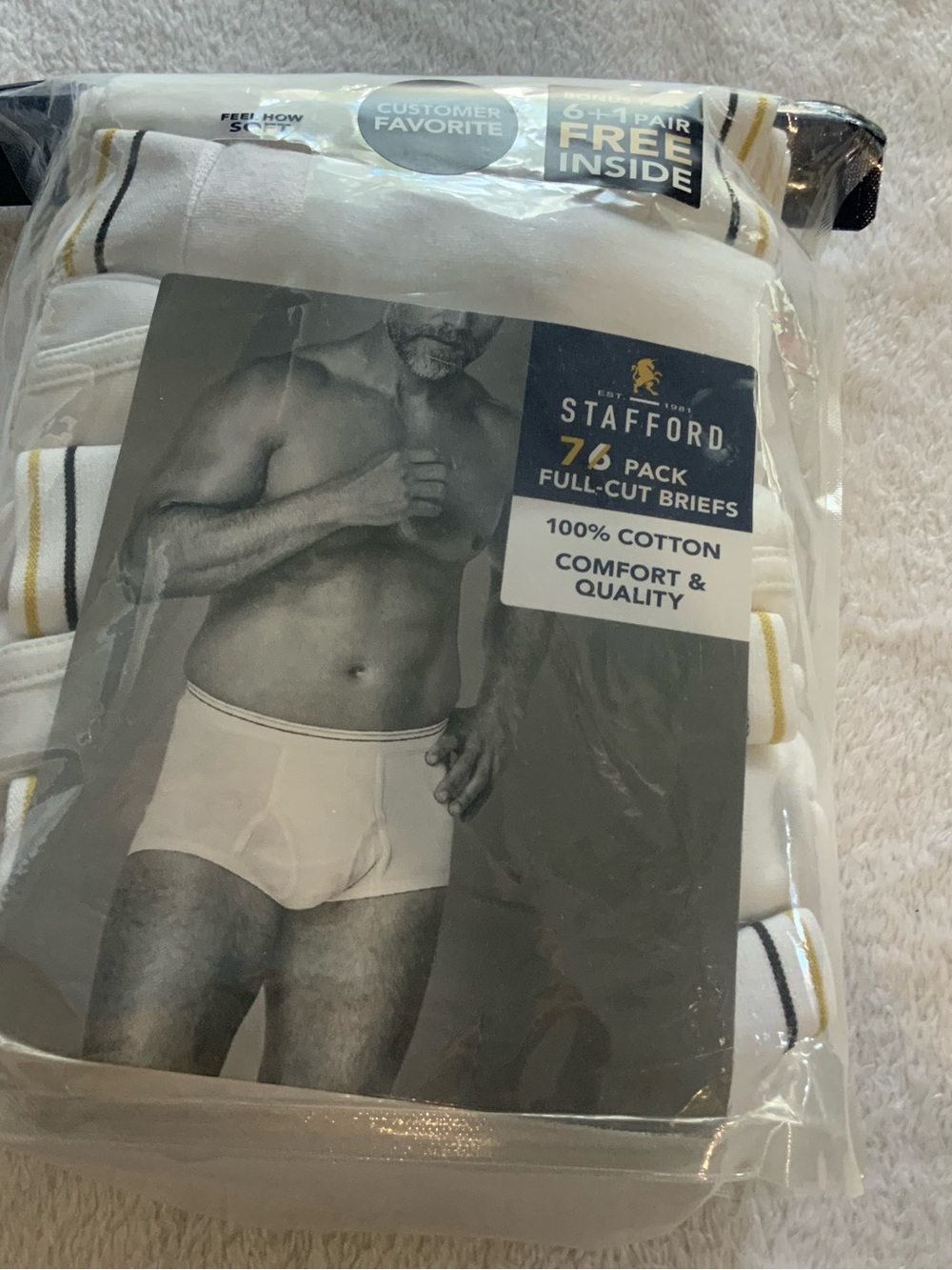 Stafford White Full-Cut Briefs - 7 Pack size 38 new sku 3339